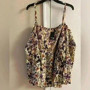 Torrid blouse off shoulder smocked chest long sleeves adjustable‎ straps 4X NWT